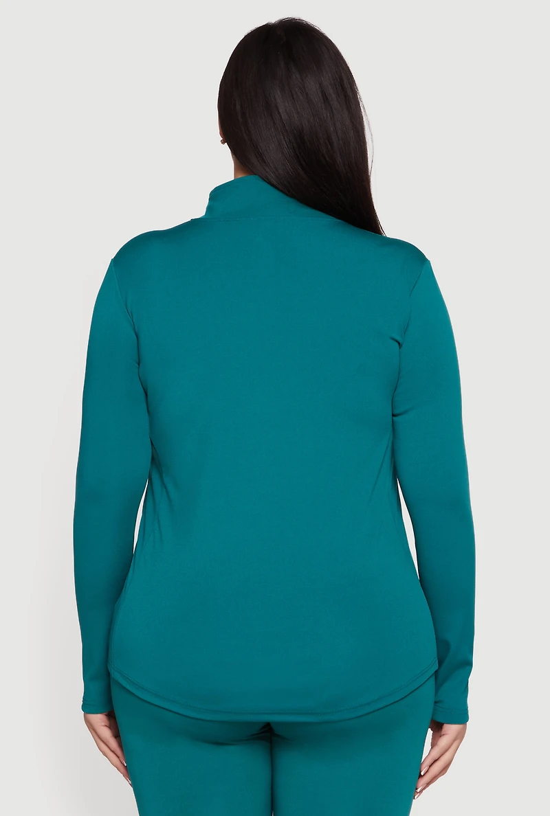 Womens Plus Size Zip Front Mock Neck Track Jacket, Green, Size 4X