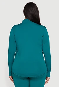 Womens Plus Size Zip Front Mock Neck Track Jacket, Green, Size 4X