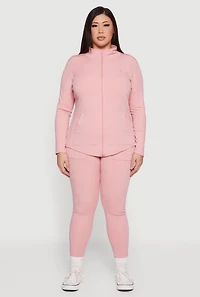 Plus Zip Front Mock Neck Track Jacket