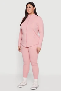 Plus Zip Front Mock Neck Track Jacket