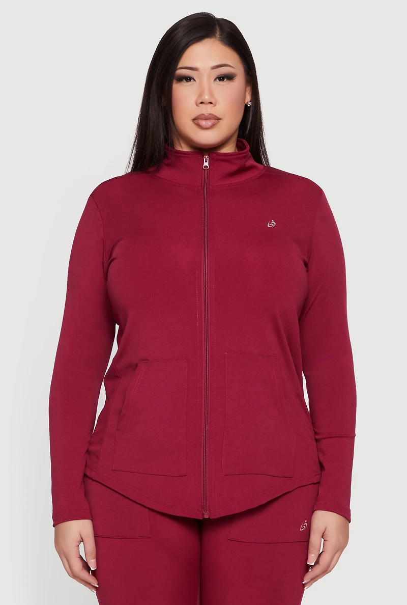 Plus Zip Front Mock Neck Track Jacket