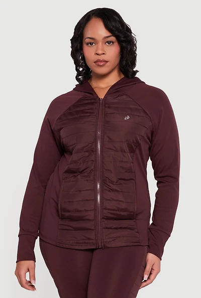 Plus Lightweight Puffer Detail Hooded Active Jacket