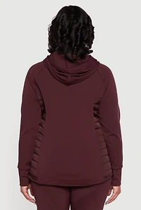 Womens Plus Lightweight Puffer Detail Hooded Active Jacket,