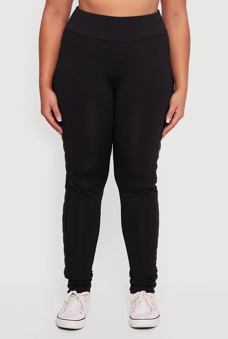 Plus Puffer Detail Side Leggings