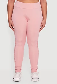 Womens Plus Size Puffer Detail Side Leggings, Pink, Size 4X