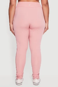 Womens Plus Size Puffer Detail Side Leggings, Pink, Size 4X