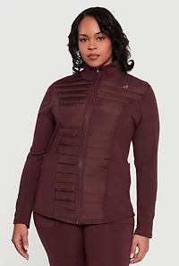 Plus Lightweight Puffer Detail Mock Neck Active Jacket