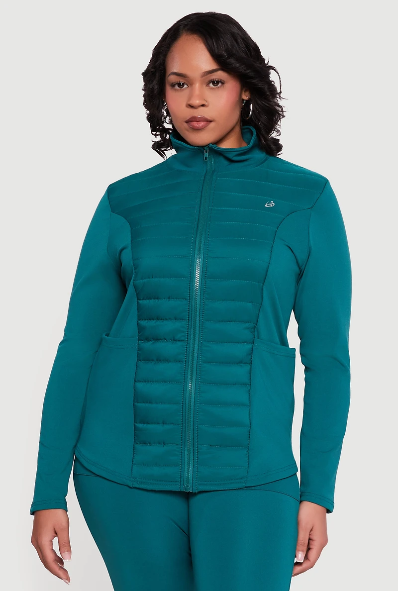 Plus Lightweight Puffer Detail Mock Neck Active Jacket