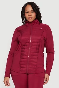 Plus Lightweight Puffer Detail Mock Neck Active Jacket