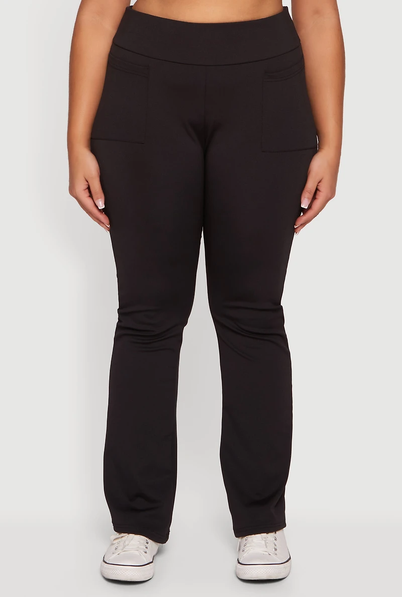 Plus Solid Active Pants with Cell Phone Pockets