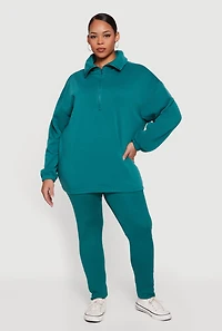 Plus Half Zip Long Sleeve Pullover