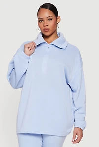 Plus Half Zip Long Sleeve Pullover