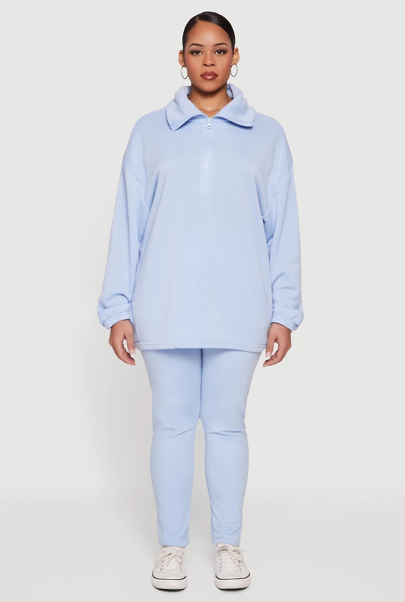 Plus Half Zip Long Sleeve Pullover