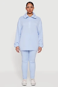 Plus Half Zip Long Sleeve Pullover
