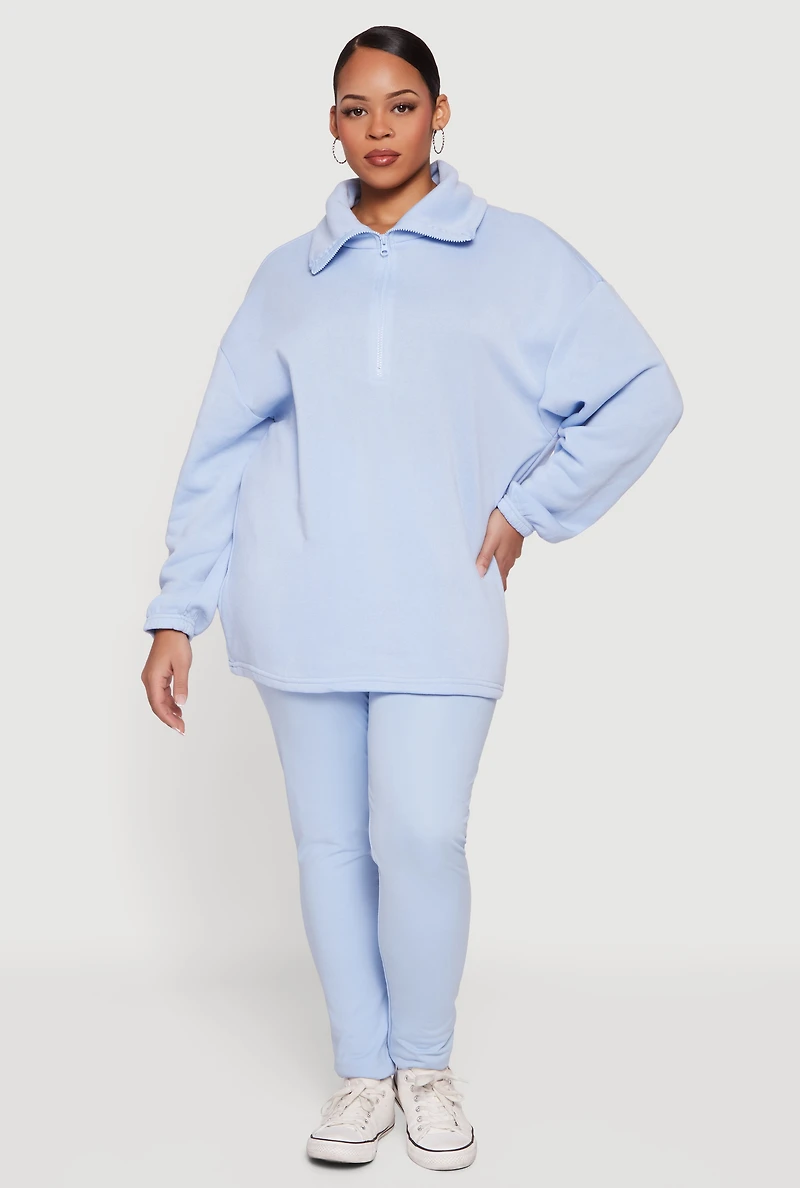 Plus Half Zip Long Sleeve Pullover