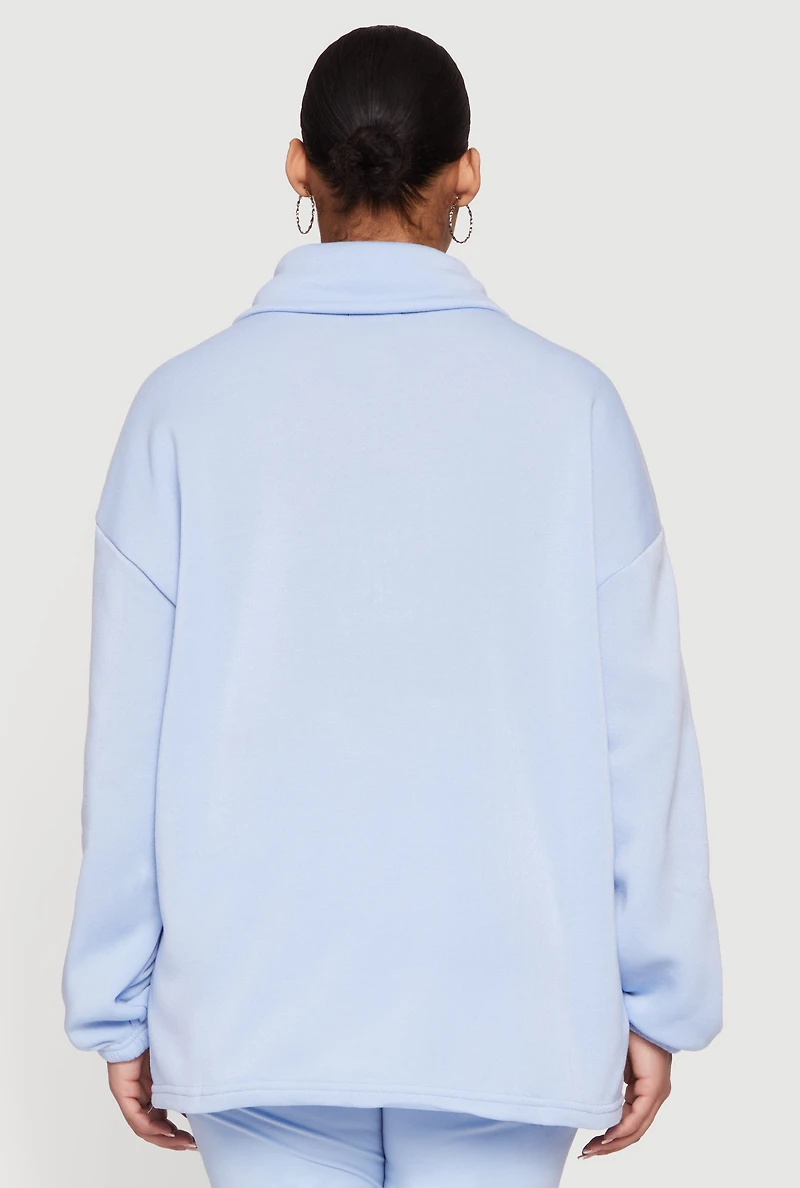 Plus Half Zip Long Sleeve Pullover