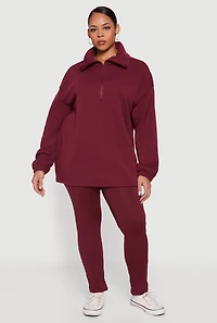 Plus Solid High Waisted Pull On Leggings