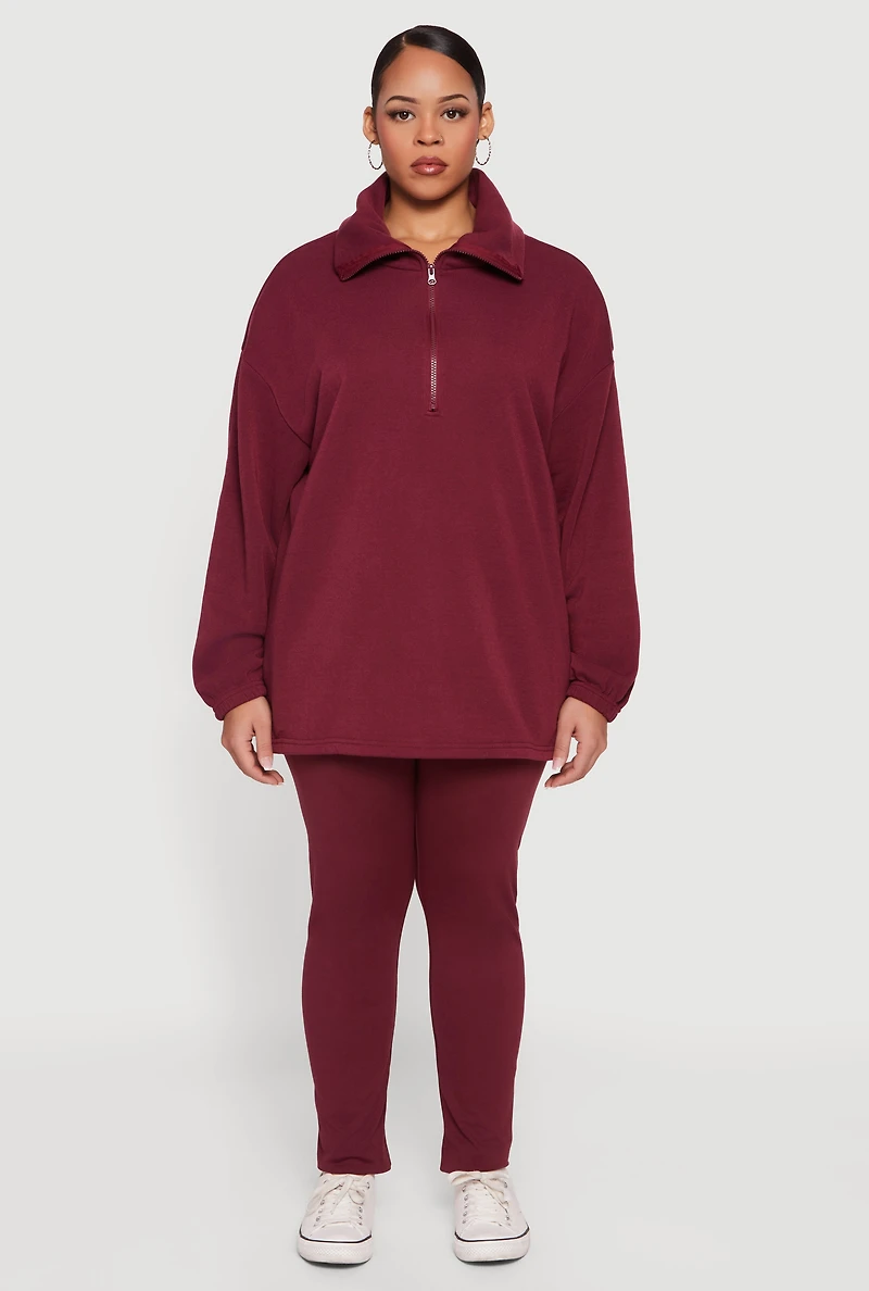 Plus Solid High Waisted Pull On Leggings