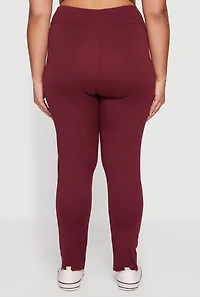 Plus Solid High Waisted Pull On Leggings
