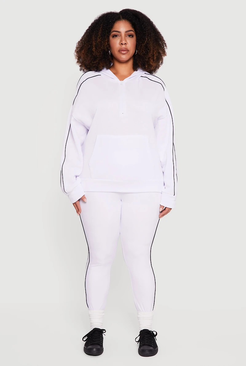 Plus High Waisted Contrast Piping Side Leggings