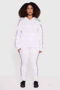 Plus High Waisted Contrast Piping Side Leggings