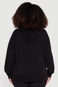 Womens Plus Kangaroo Pocket Long Sleeve Pullover Hoodie,