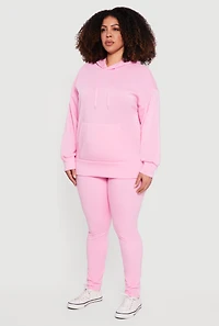 Plus Kangaroo Pocket Long Sleeve Pullover Hoodie