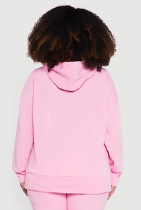 Plus Kangaroo Pocket Long Sleeve Pullover Hoodie