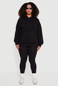Womens Plus Size High Waisted Solid Leggings, Black, Size 3X