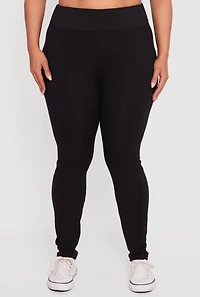 Womens Plus Size High Waisted Solid Leggings, Black, Size 3X