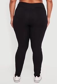 Womens Plus Size High Waisted Solid Leggings, Black, Size 3X
