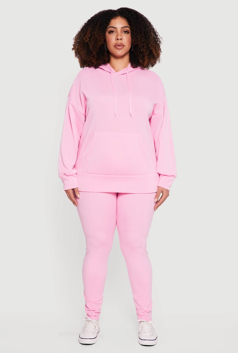 Plus High Waisted Solid Leggings