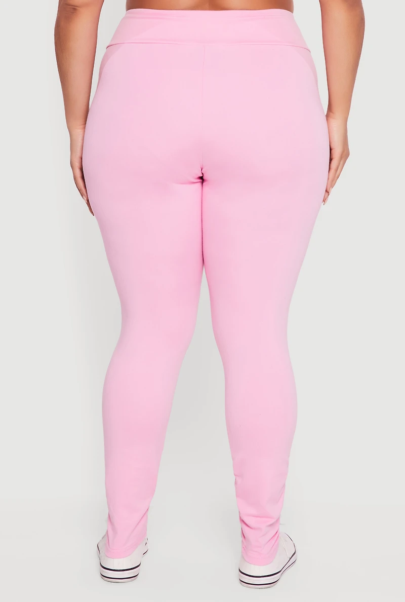 Plus High Waisted Solid Leggings