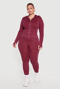 Plus Acid Wash Seamless Ribbed Leggings