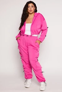 Plus Fleece Toggle Drawstring Cargo Joggers