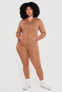Plus Solid Zip Front Hoodie