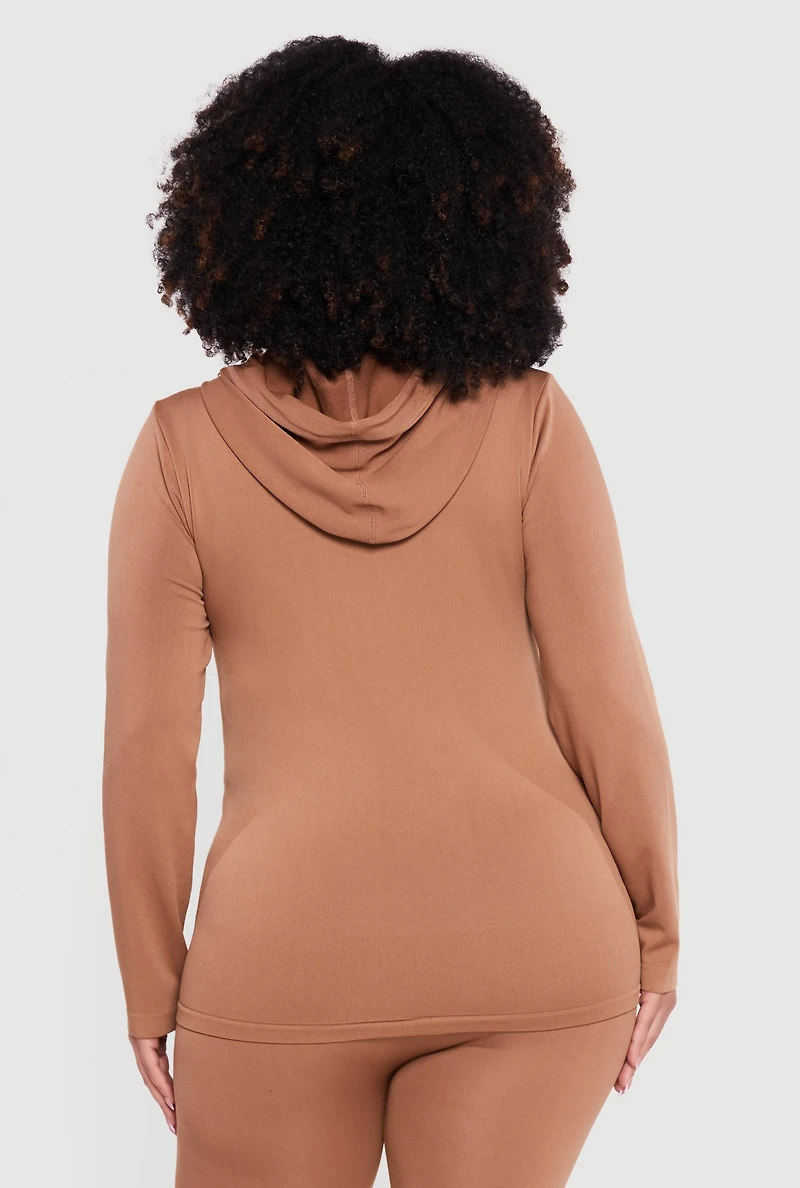 Plus Solid Zip Front Hoodie