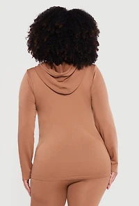 Plus Solid Zip Front Hoodie