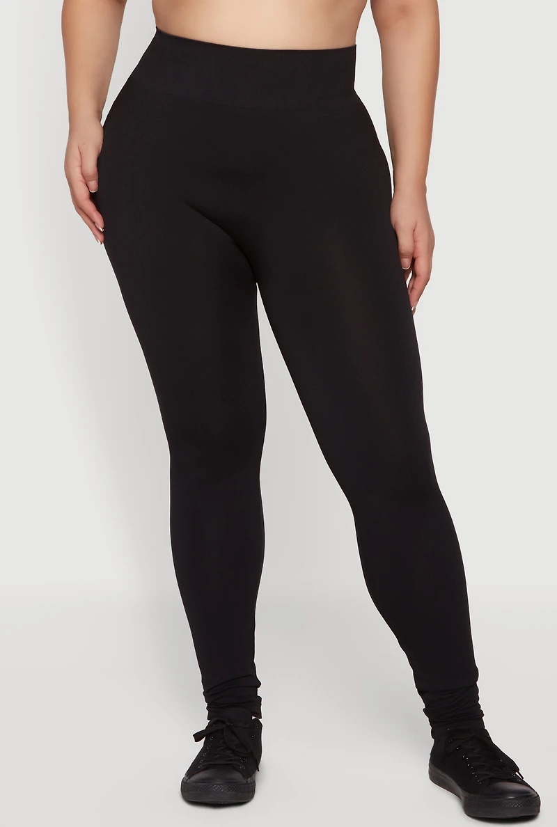 Plus High Waisted Solid Seamless Leggings