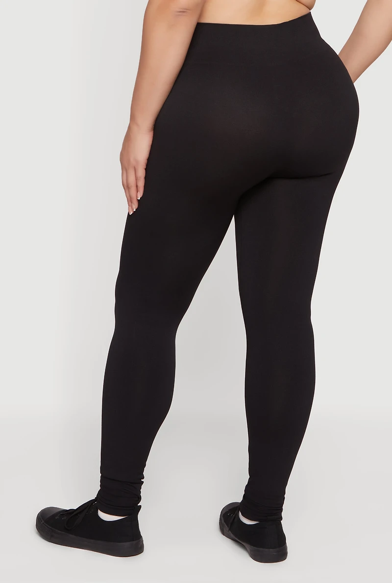 Plus High Waisted Solid Seamless Leggings