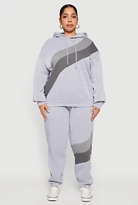 Womens Plus Color Block Pullover Hoodie,