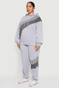 Womens Plus Color Block Pullover Hoodie,