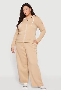 Plus Drawstring Waist Cargo Sweatpants