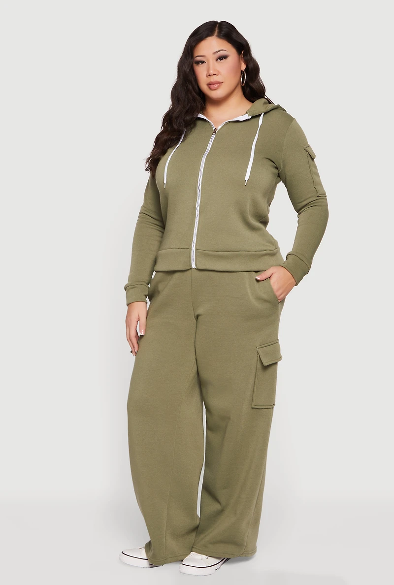 Plus Drawstring Waist Cargo Sweatpants