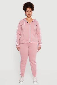 Plus High Waisted Joggers with Varsity Stripe Detail