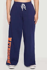 Womens Plus High Waisted Wide Leg Brooklyn Graphic Sweatpants, 1X