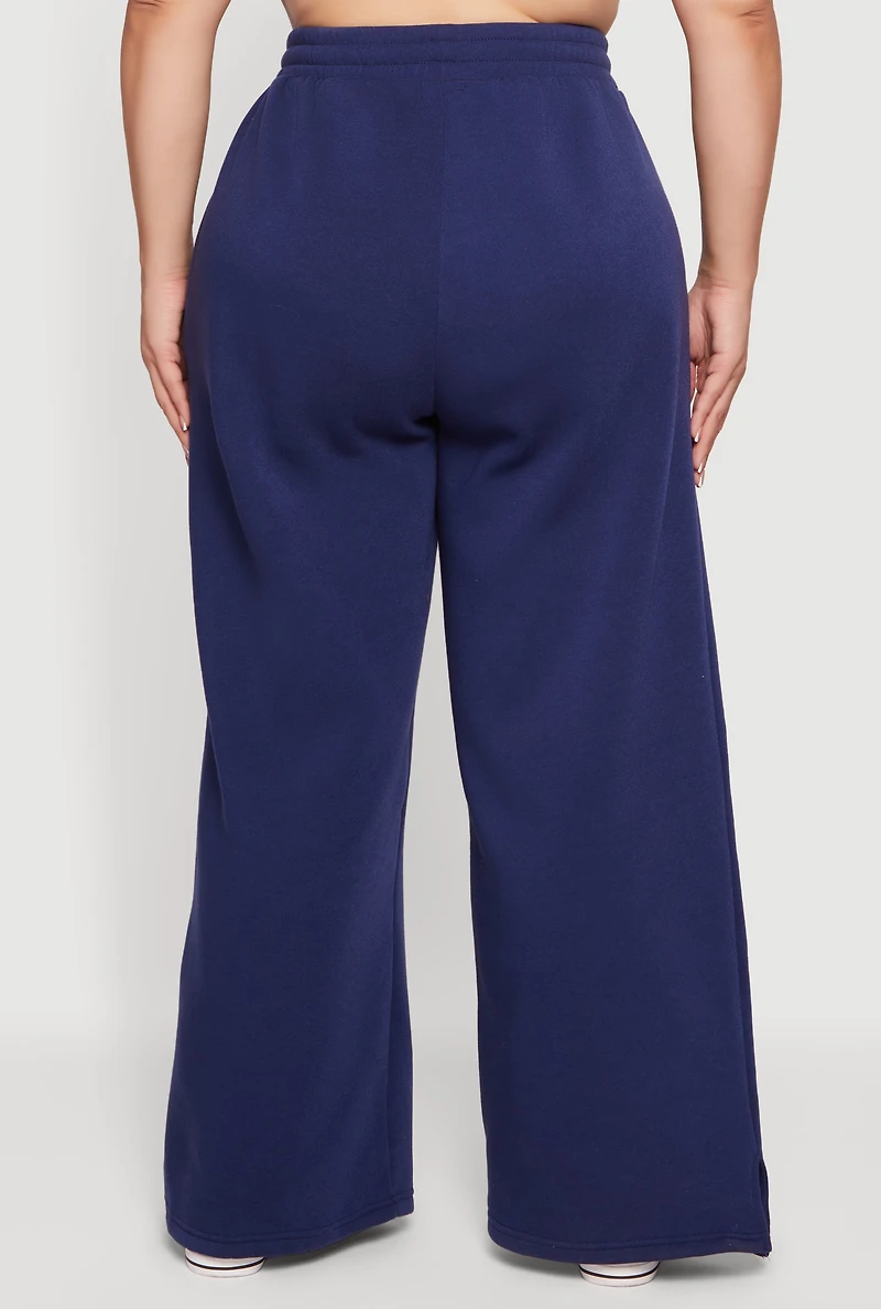 Womens Plus High Waisted Wide Leg Brooklyn Graphic Sweatpants, 1X