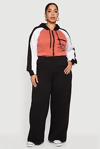 Womens Plus High Waisted Wide Leg Sweatpants, 1X