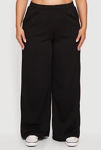 Womens Plus High Waisted Wide Leg Sweatpants, 1X