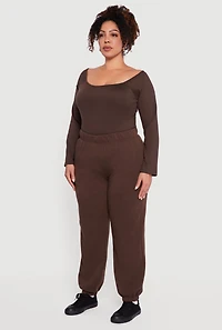 Plus High Waisted Fleece Sweatpants with Pockets